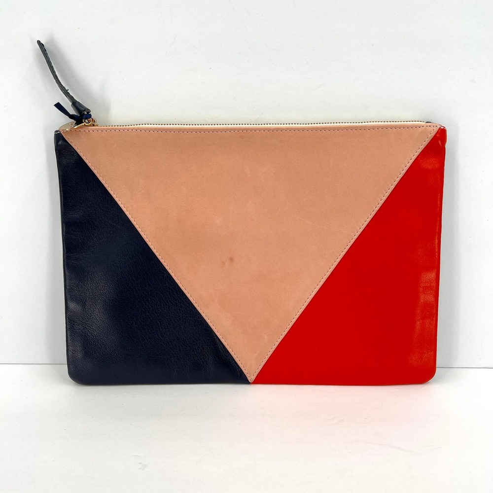CLARE V ANTHROPOLOGIE Angular Pouch Clutch Leather Colorblock NWT - Picture 2 of 10